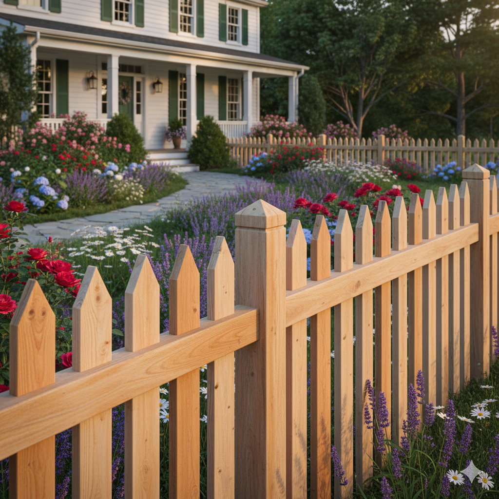 Cedar picket fence in Waco, TX - classic American style