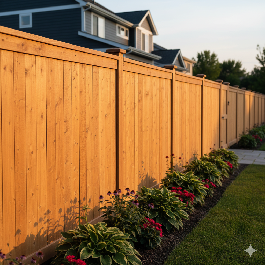 Cedar privacy fence installation in Waco, TX - tall board-on-board style